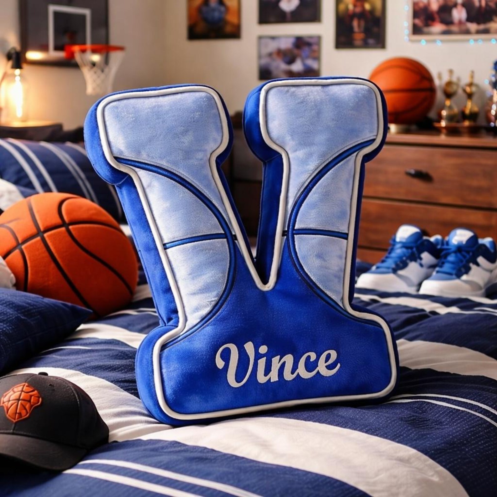 Personalized Basketball Letter Pillow with Name for Basketball Lovers