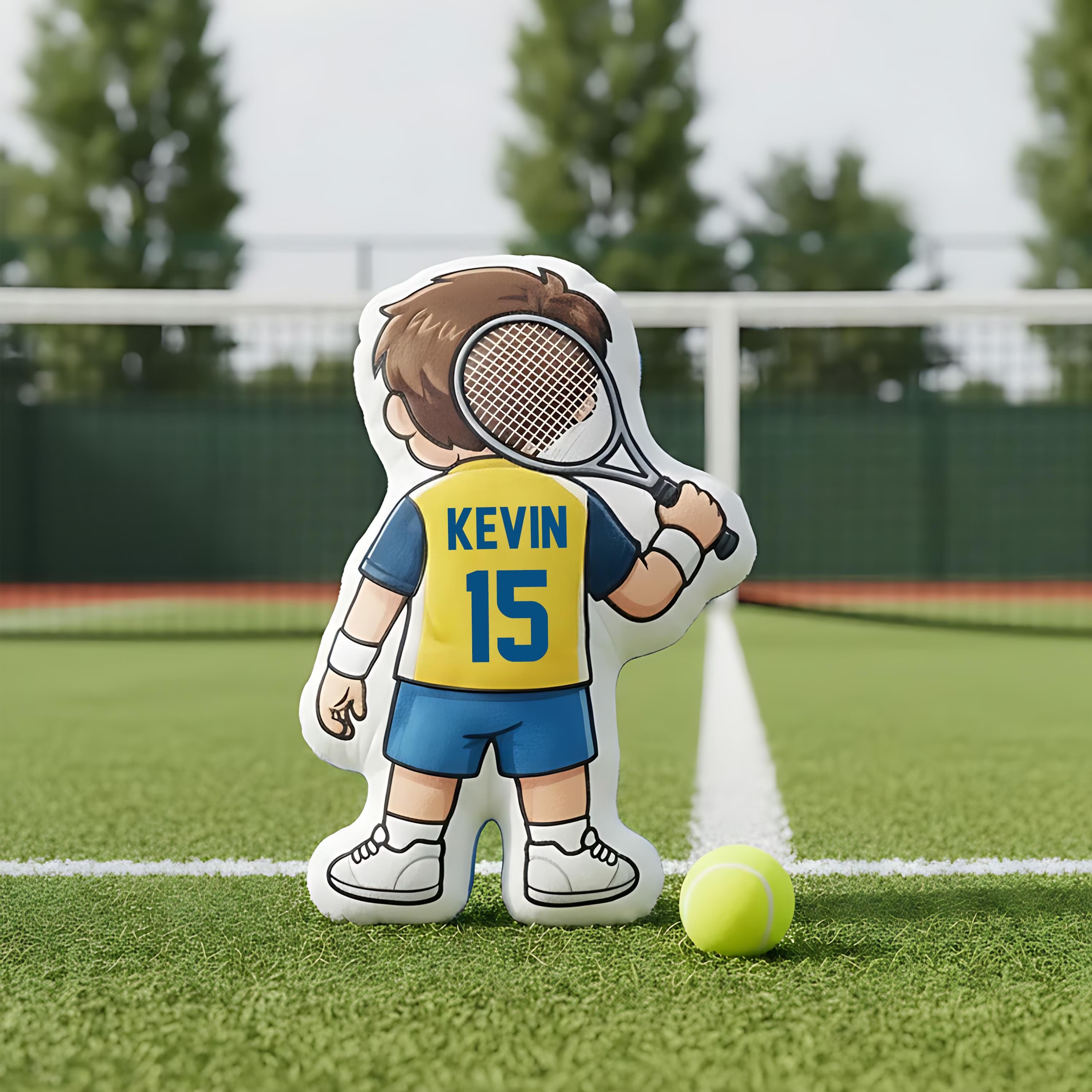 Personalized Tennis Player Pillow with Custom Name Number Cute Sports Cushion Gift for Boyfriend Tennis Lover Gift