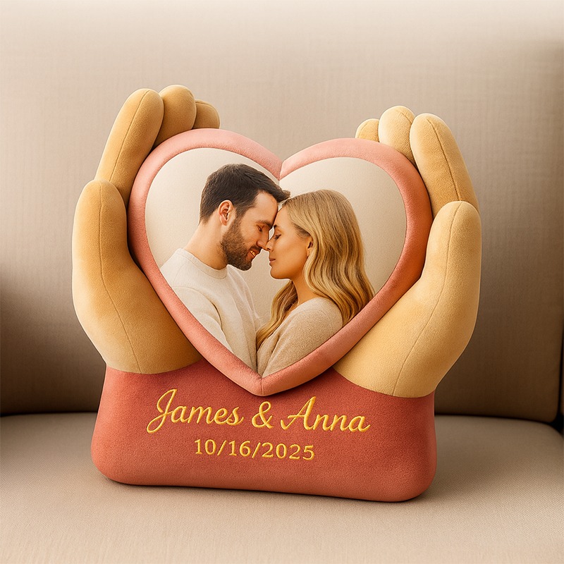 Personalized Couples Heart Shaped Photo Pillows for Valentine's Day Gift