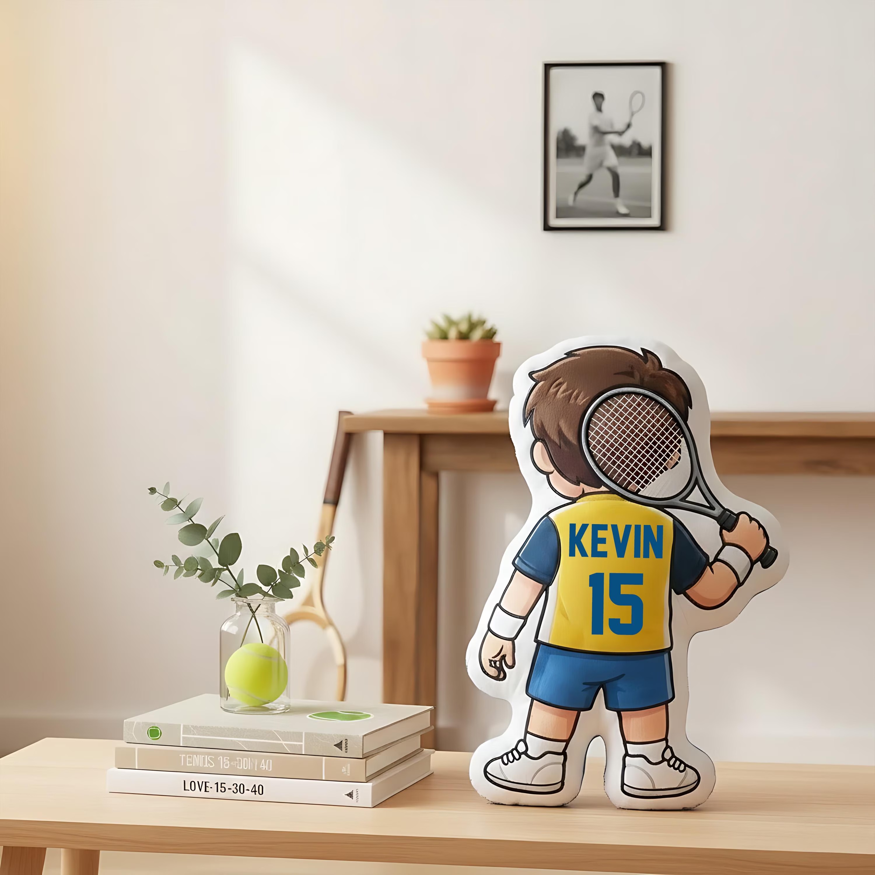 Personalized Tennis Player Pillow with Custom Name Number Cute Sports Cushion Gift for Boyfriend Tennis Lover Gift