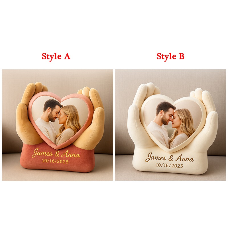 Personalized Couples Heart Shaped Photo Pillows for Valentine's Day Gift