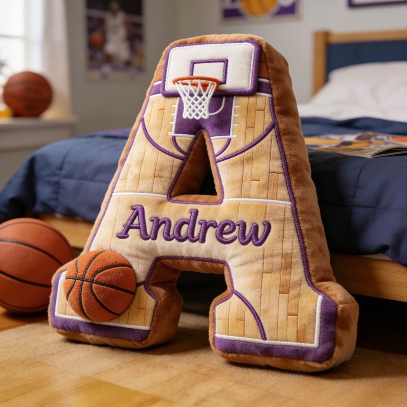Personalized Basketball Initial Pillow With Name