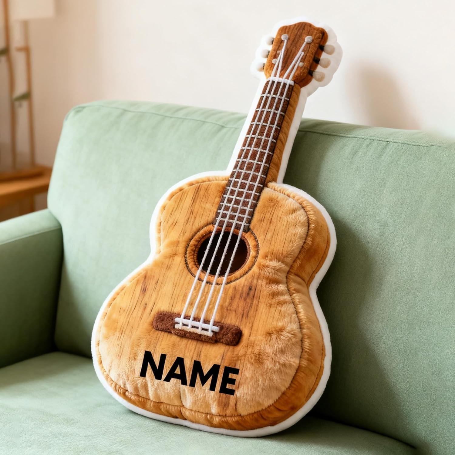 Personalized Bass Guitar Shaped Name Pillows For Music Lover