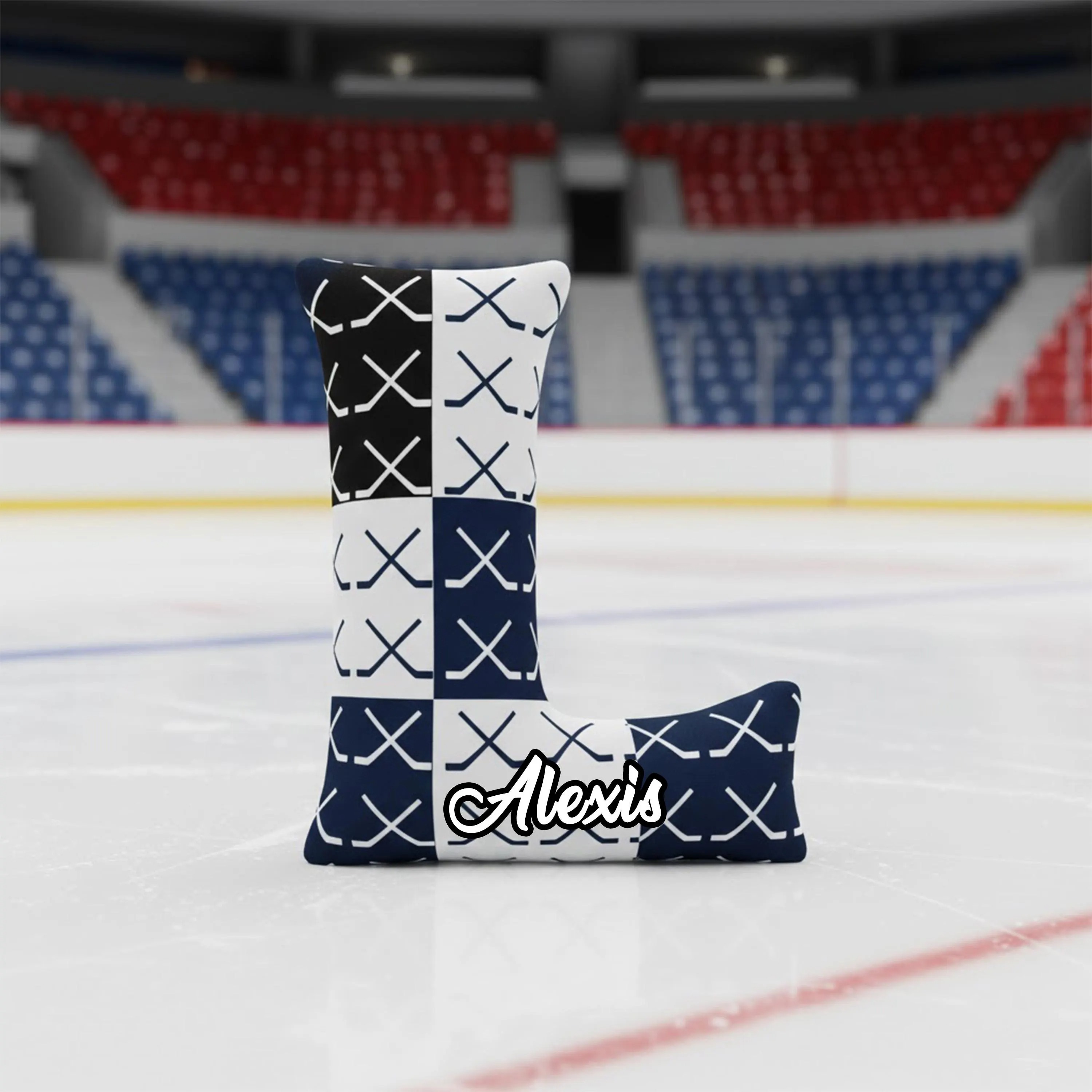 Personalized Letter Hockey Initial Pillow with Name for Hockey Lovers