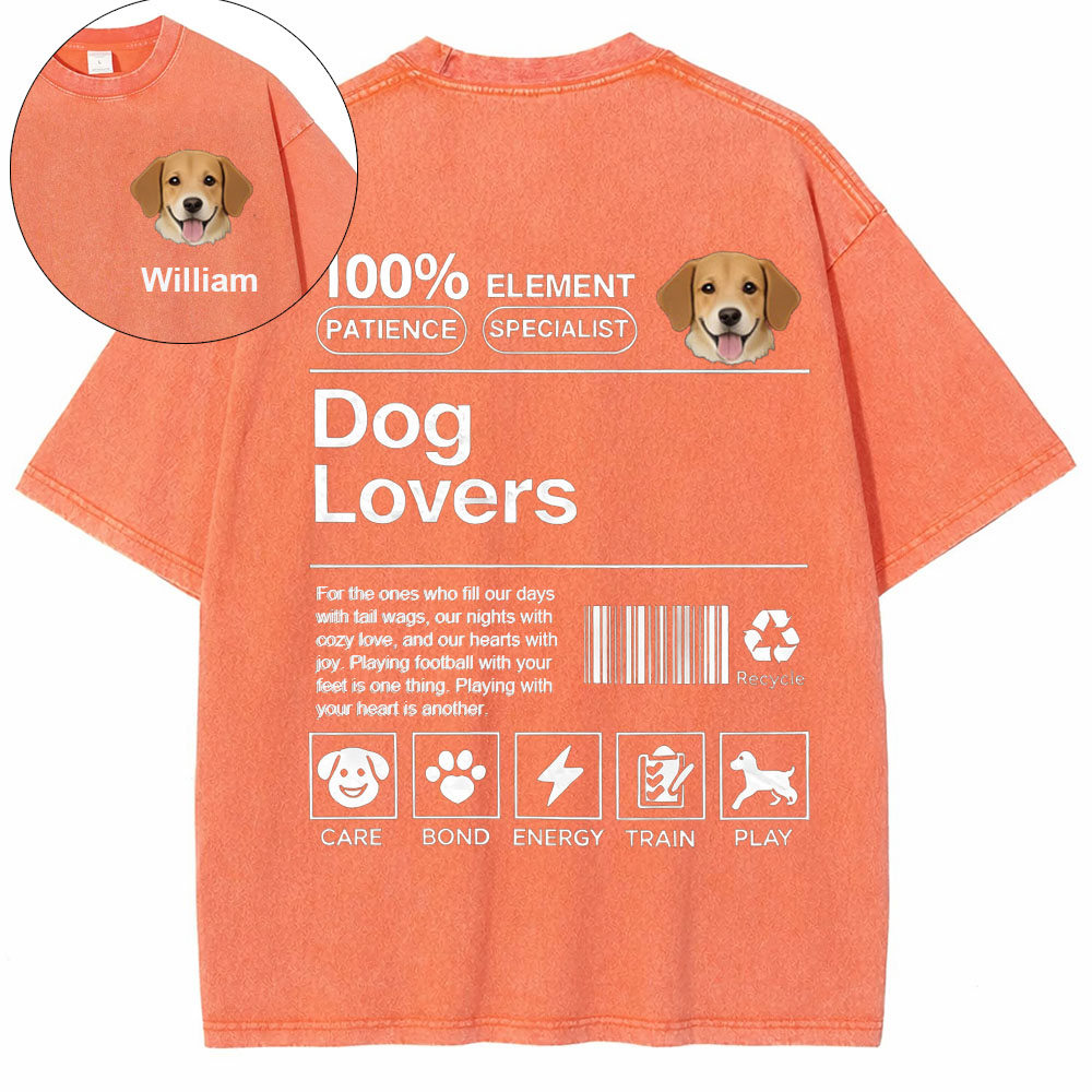 Personalized Dog Pattern Unisex Fit Washed T-Shirt with Name and  Dog Photo