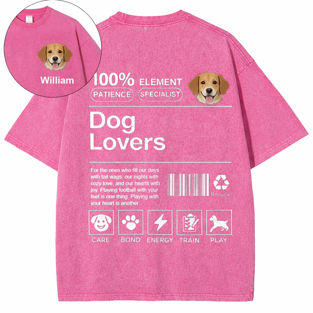 Personalized Dog Pattern Unisex Fit Washed T-Shirt with Name and  Dog Photo