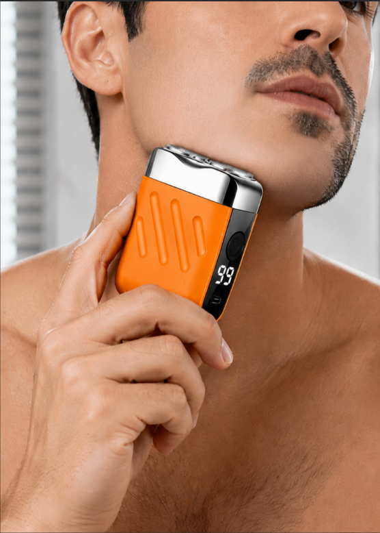 Suggested image: simple usage GIF or step image showing the shaver gliding over chin, neck, arm, or leg