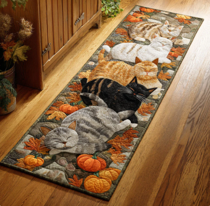 3D Stereoscopic Runner Carpet with Cat Bee Dragonfly Bear Turtle Polar Bear Patterns High-Density Polyester Non-Slip Wear-Resistant Washable Hallway Rug for Corridor Living Room Home Decor