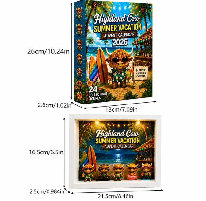 🔥 FLASH SALE 50% OFF - 🐮 Highland Cow Summer Vacation Advent Calendar 2026