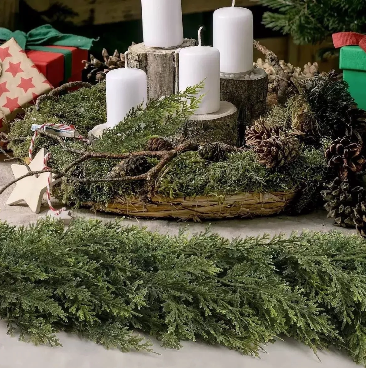 🎄💥BUY 1 GET 1 FREE (2 PCS) | Lifelike Winter Pine Greenery for Christmas Mantle, Table & Wall Decor