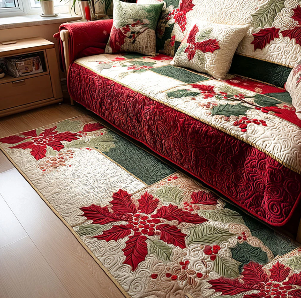 Immersive Illusion Hallway Quilted Runner Rug Carpet with Dragon Train Gnome Themed Pattern Non-Slip Durable Polyester Floor Mat for Home Decoration