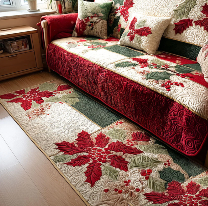 Immersive Illusion Hallway Quilted Runner Rug Carpet with Dragon Train Gnome Themed Pattern Non-Slip Durable Polyester Floor Mat for Home Decoration