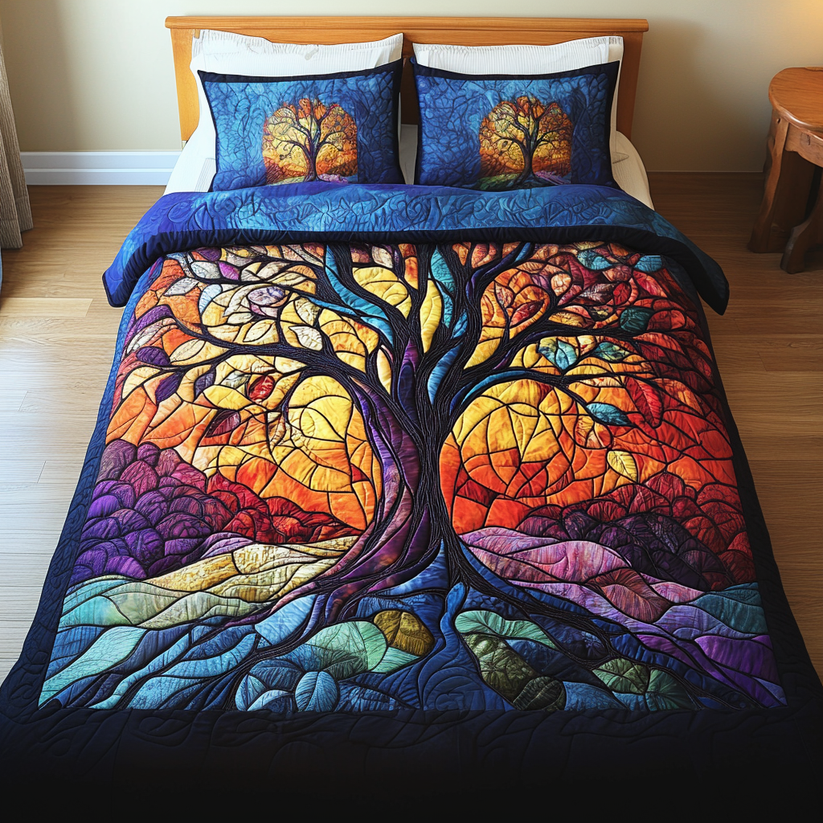 Tree Of Life 3-Piece Quilted Bedding Set