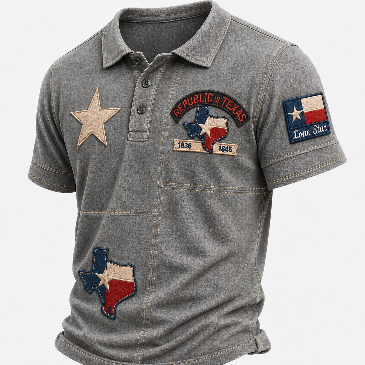 Men's Vintage Print Casual Polo Shirt – Celebrate Texas Pride in Style