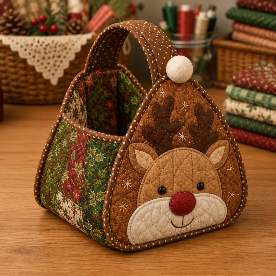 🎄 Christmas Character Quilted Carry Basket