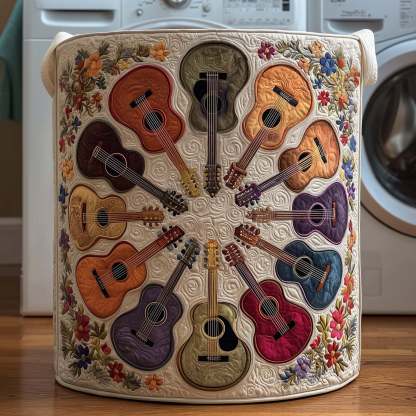 Guitar Circle Quilted Laundry Basket | Guitar