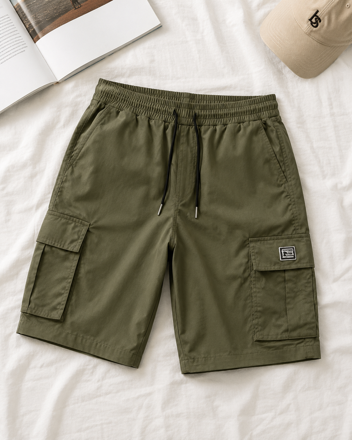 Men's 8-Pack Elastic Waist Drawstring Cargo Shorts