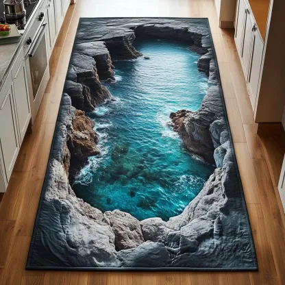 3D Water Cilff Runner Rug  | nature