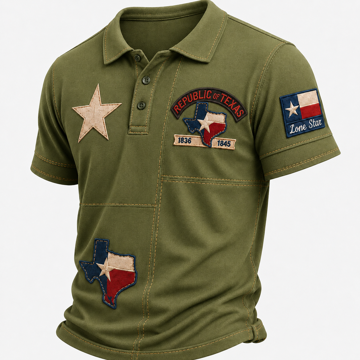 Men's Vintage Print Casual Polo Shirt – Celebrate Texas Pride in Style