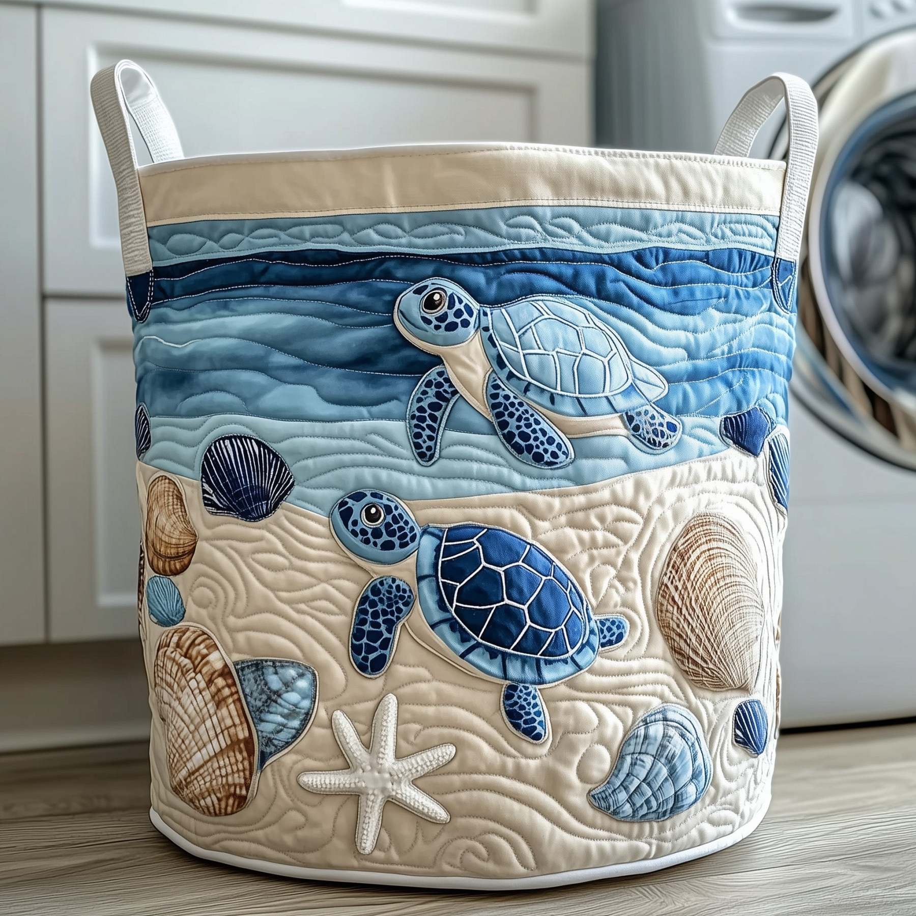 Ocean Turtle Quilted Laundry Basket