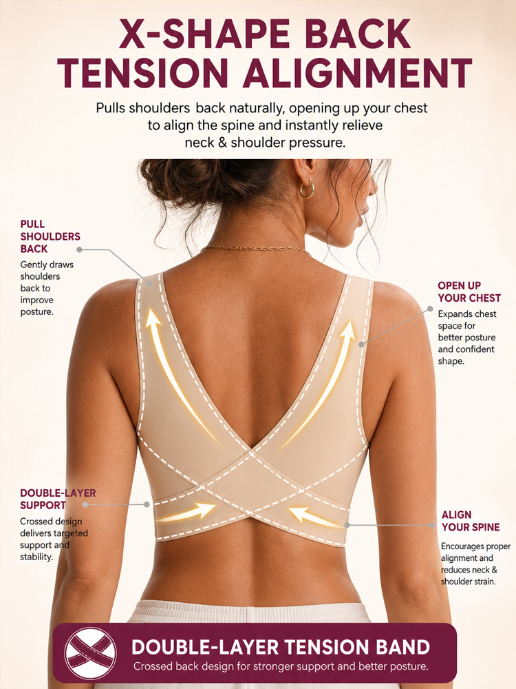 👙 Doctor Recommended & US Ergonomics Approved Wireless Posture Corrector Bra – X-Shape Back Alignment, 3cm Bust Lift & Ice-Oxygen Cooling Tech – Save 50% Today with 30-Day Money-Back Guarantee & 10x Refund Promise