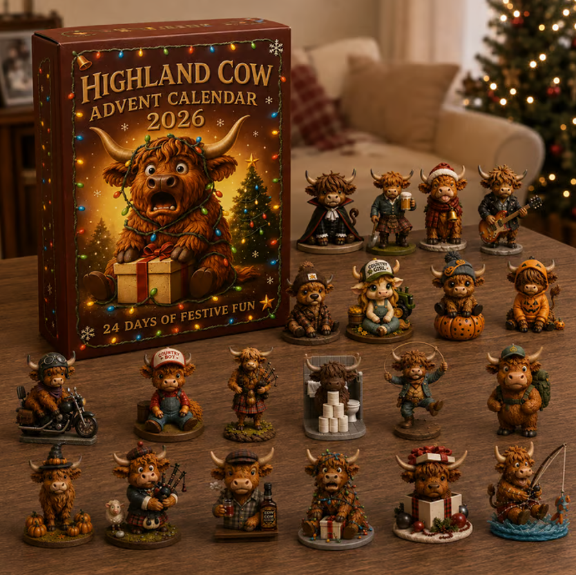🎄 24 Days of Highland Cow Christmas Advent Calendar 2026 | 24 Unique 3D Cow Figures