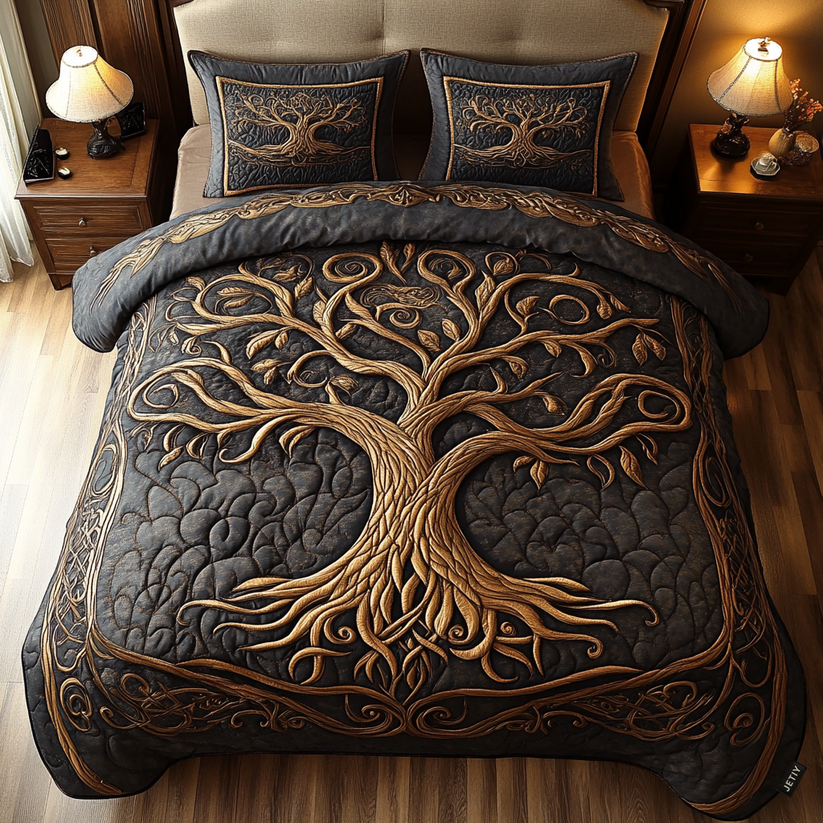 Tree Of Life 3-Piece Quilted Bedding Set