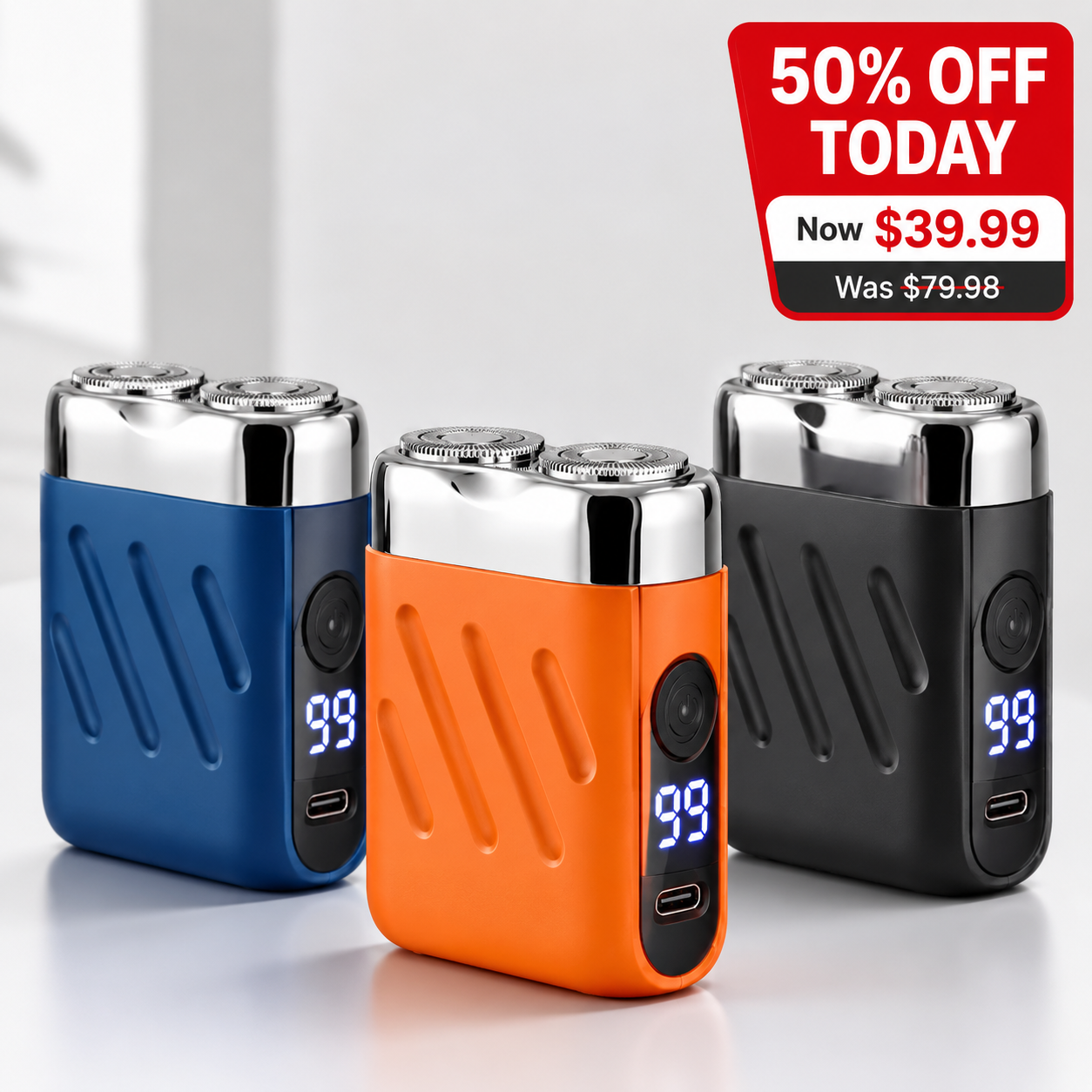 Suggested image: limited-time offer product image showing the shaver and three available colors