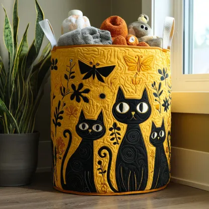Mosaic|Cozy Cat Carnival Quilted Laundry Basket