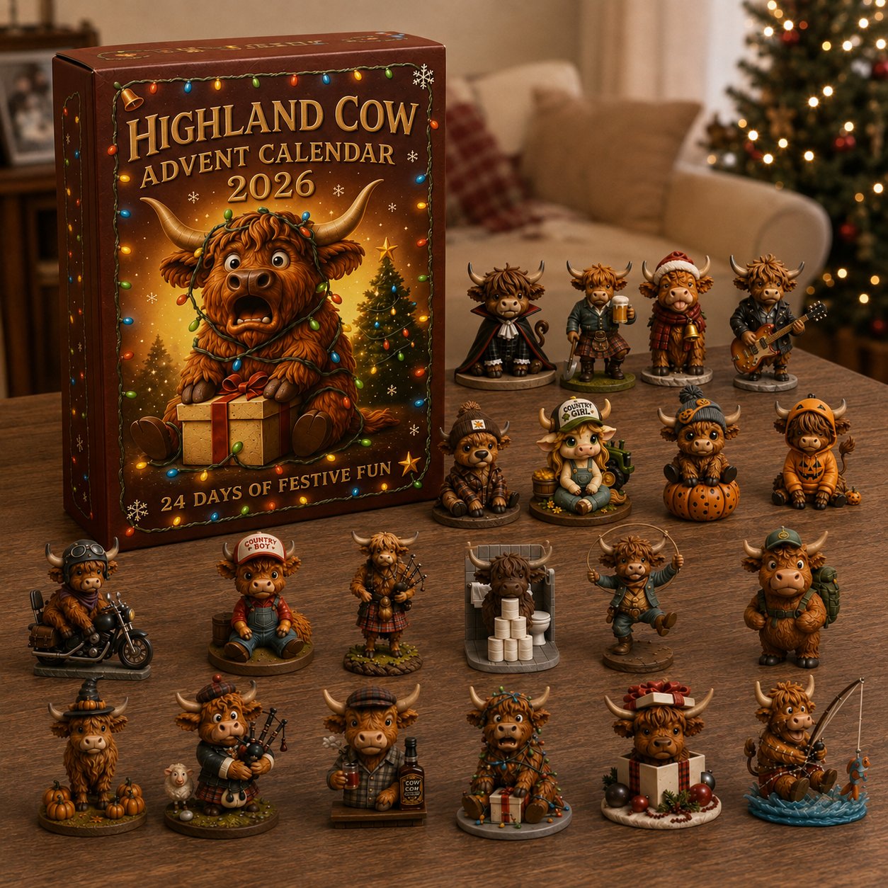 24 different Highland Cow figurines