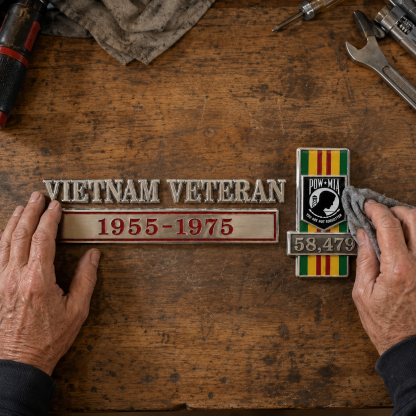 US Vietnam Veteran 1955–1975 Memorial Car Emblem Metal Badge