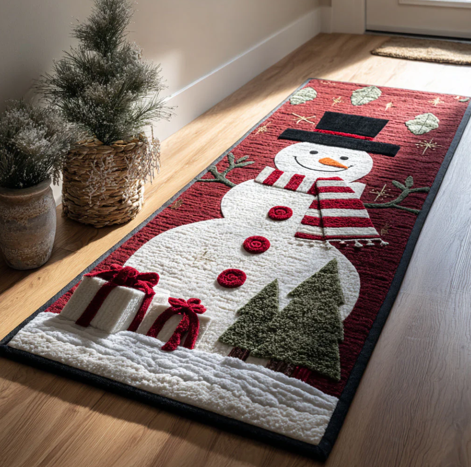 Immersive Illusion Hallway Quilted Runner Rug Carpet with Dragon Train Gnome Themed Pattern Non-Slip Durable Polyester Floor Mat for Home Decoration