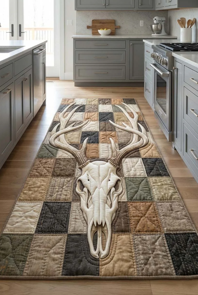 Immersive 3D Patterned Hallway Runner Rug with Animal & Nature Motifs Non-Slip Durable Polyester Floor Decor Mat