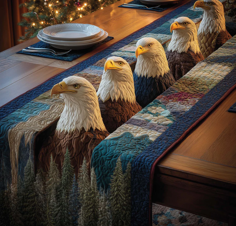 Eagle Row Quilted Table Runner Bald Eagle Pattern Dining Table Flag for Home Decor | eagle