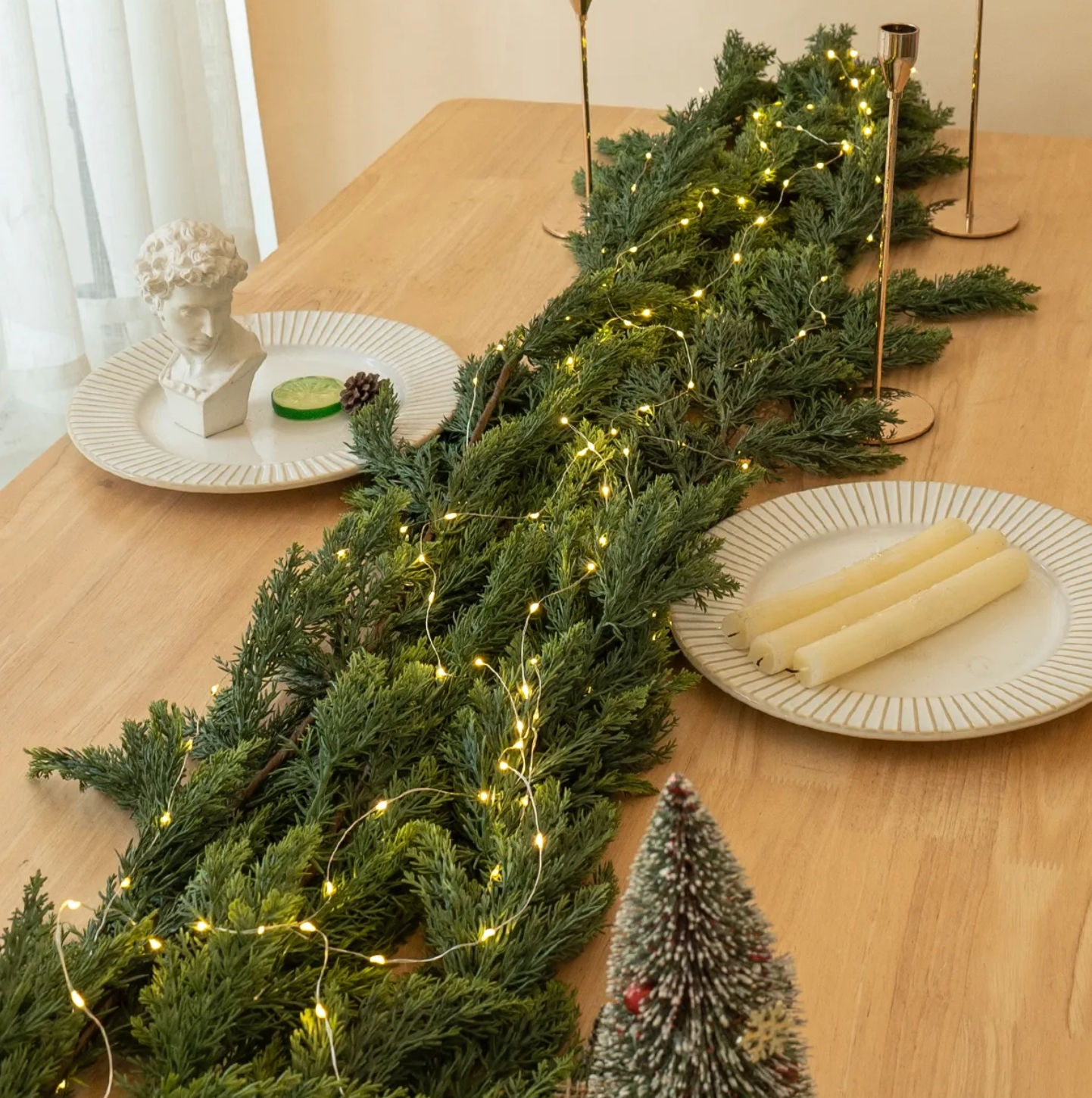 🎄💥BUY 1 GET 1 FREE (2 PCS) | Lifelike Winter Pine Greenery for Christmas Mantle, Table & Wall Decor
