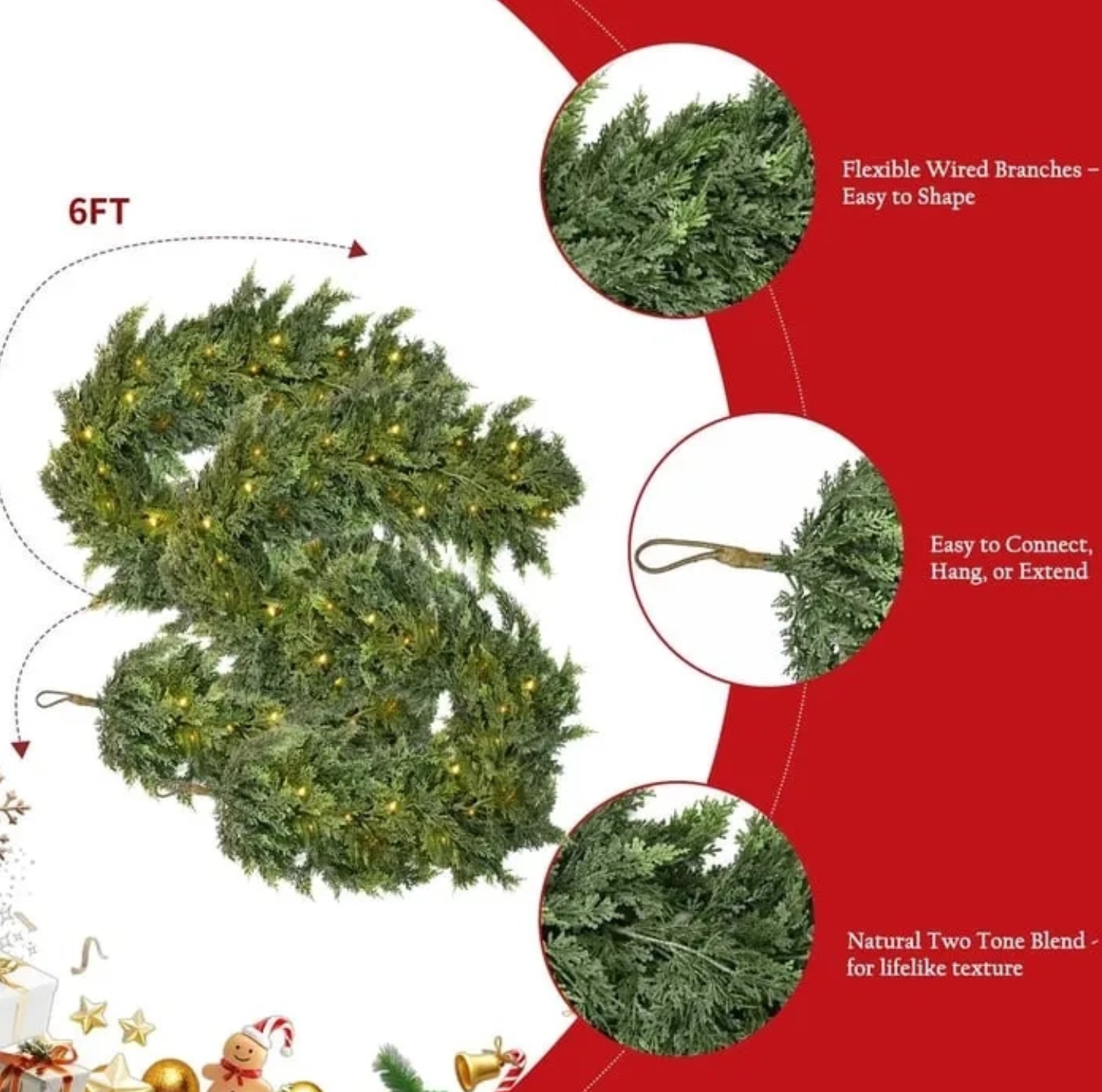 🎄💥BUY 1 GET 1 FREE (2 PCS) | Lifelike Winter Pine Greenery for Christmas Mantle, Table & Wall Decor