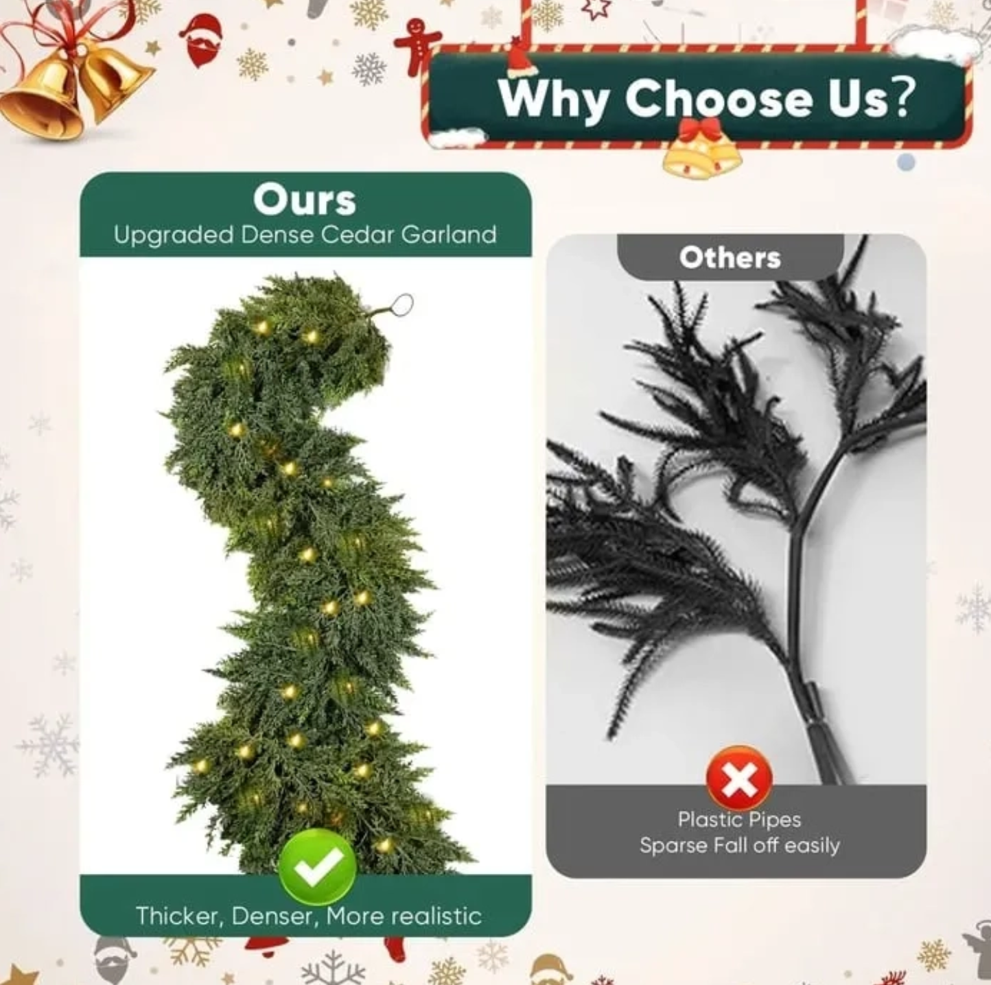 🎄💥BUY 1 GET 1 FREE (2 PCS) | Lifelike Winter Pine Greenery for Christmas Mantle, Table & Wall Decor