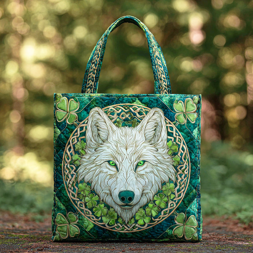 Mystic Woodland Wolf Quilted Tote Bag