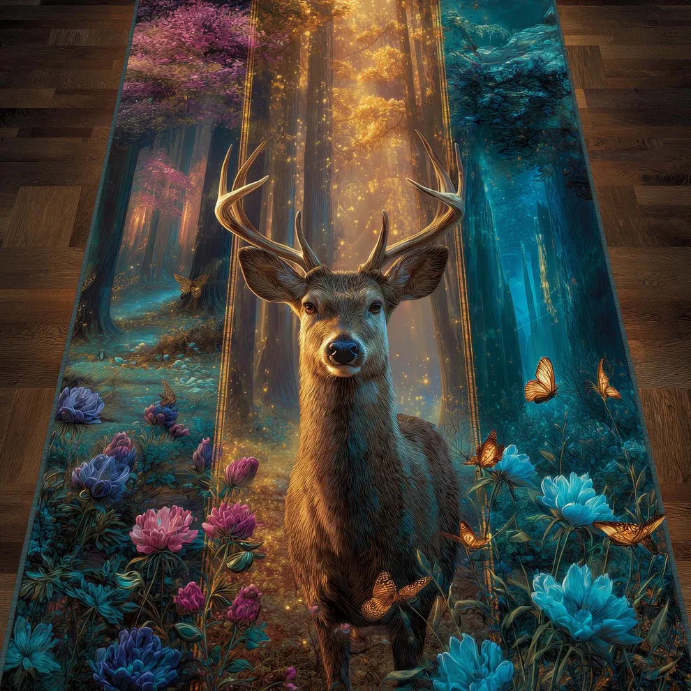 3D Golden Glade Runner Rug | Deer