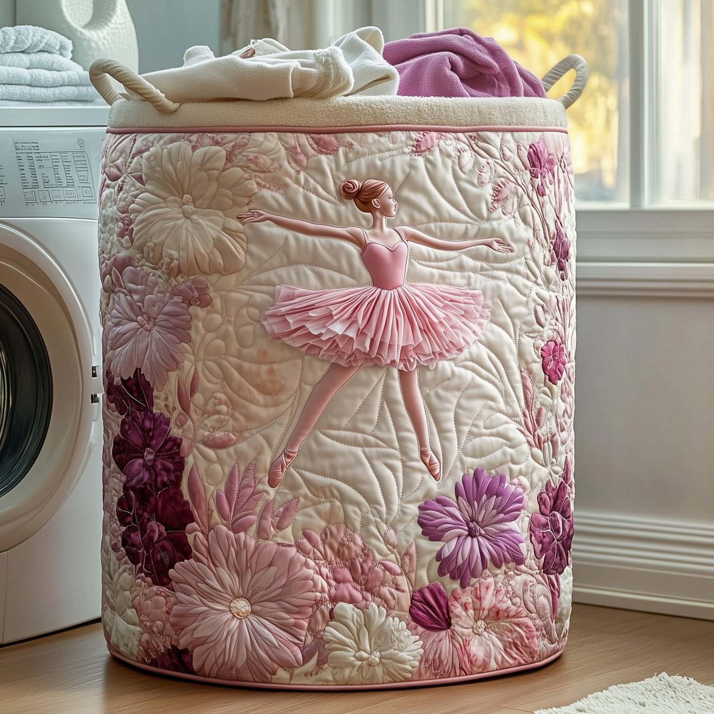 Elegant Ballerina Quilted Laundry Basket | Ballerina