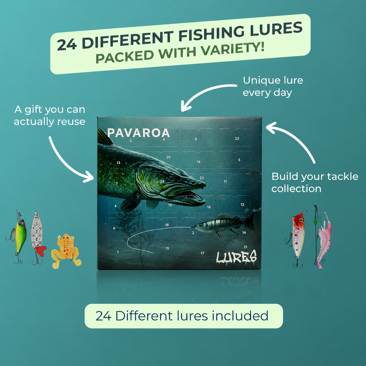 Fishing advent calendar gift presentation