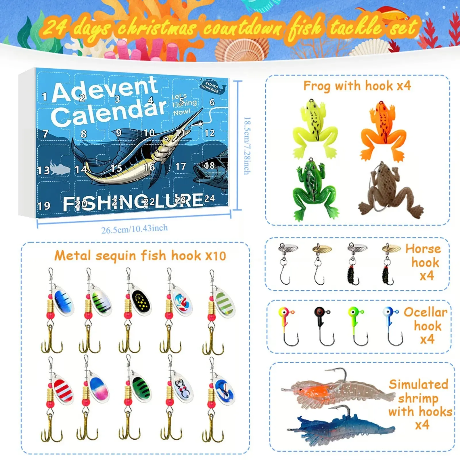 Fishing advent calendar 2026 Lure Set – Premium Xmas Surprise Fishing Bait Gift for Father, Grandpa, Brother, Boyfriend