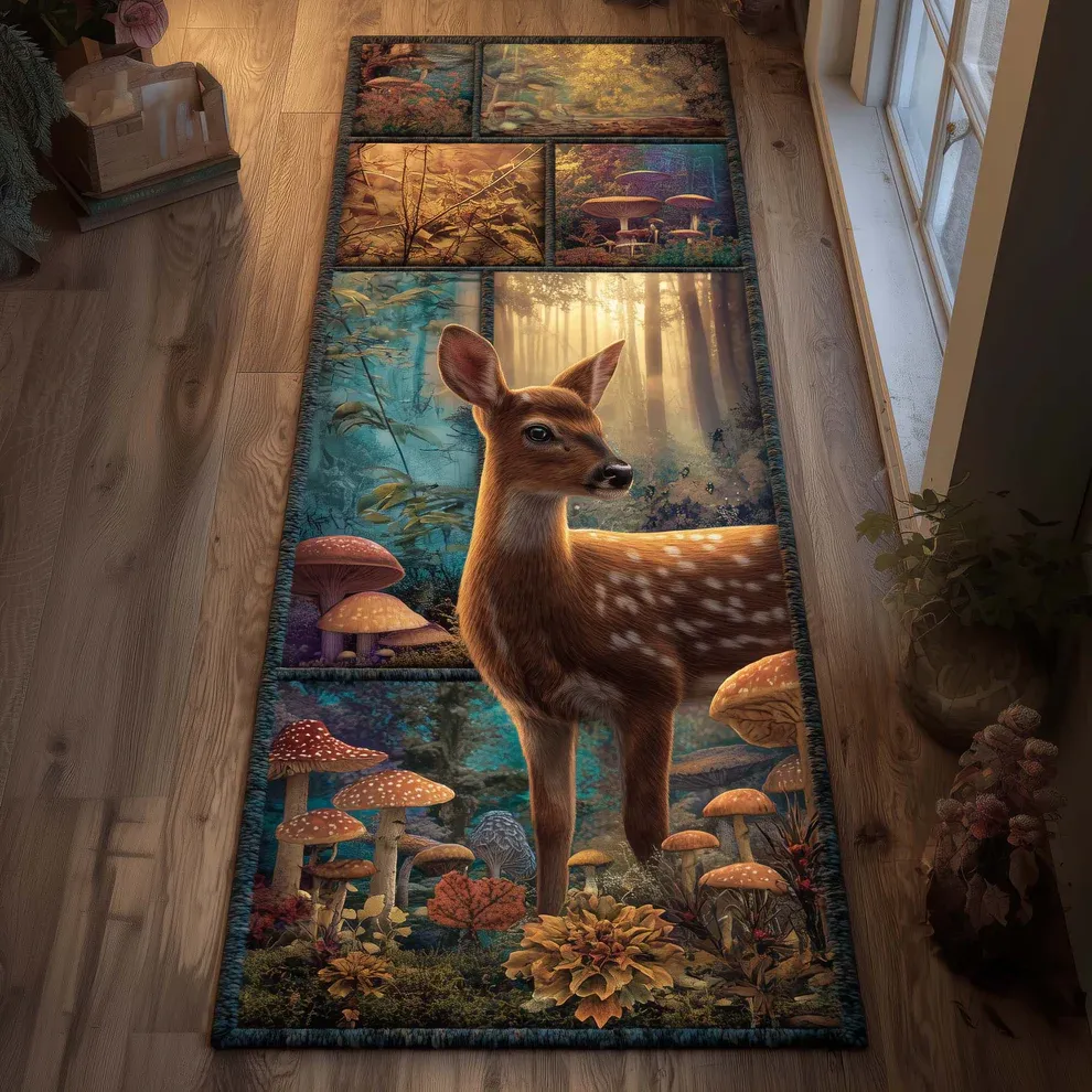 3D Golden Glade Runner Rug  | Deer