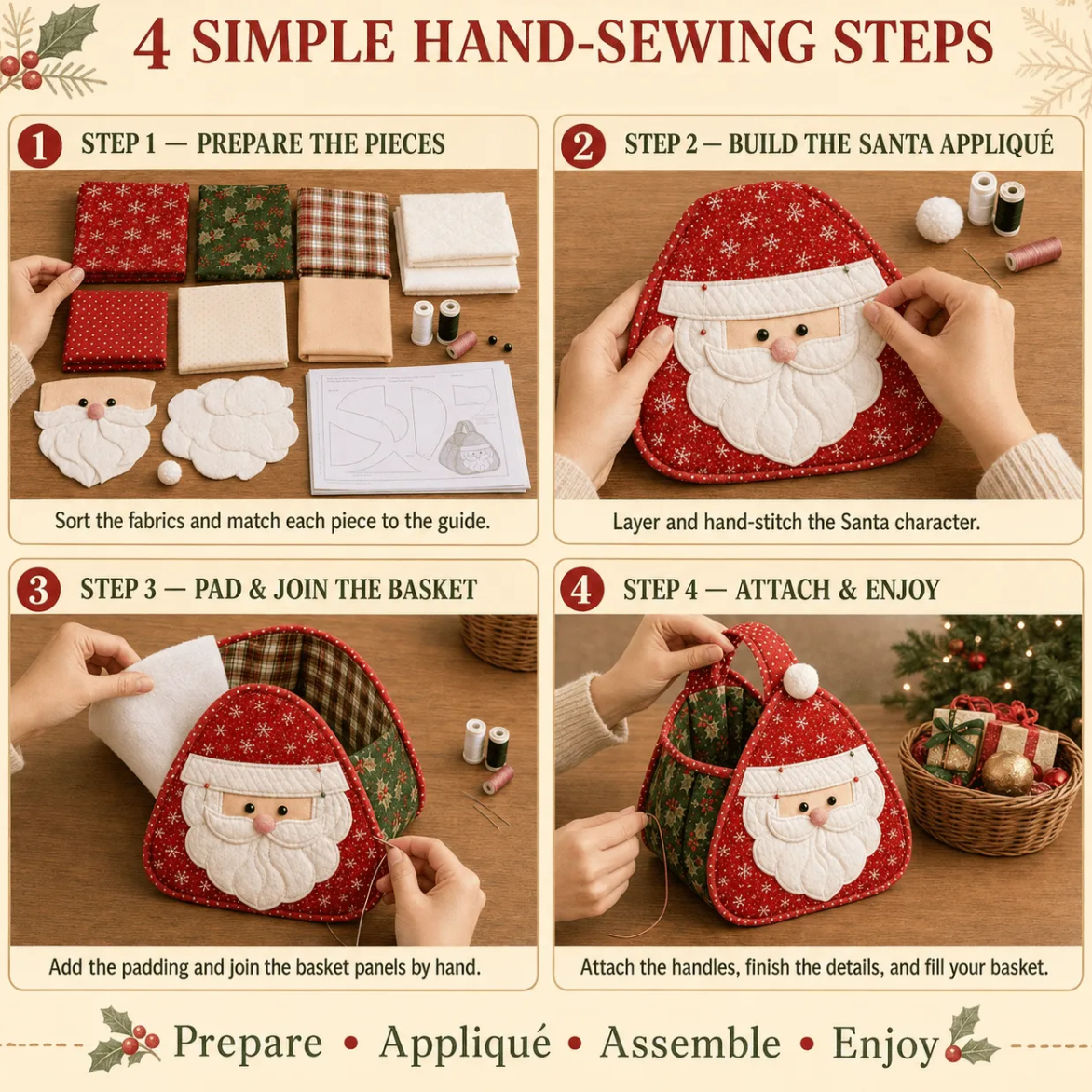 🎄 Christmas Character Quilted Carry Basket