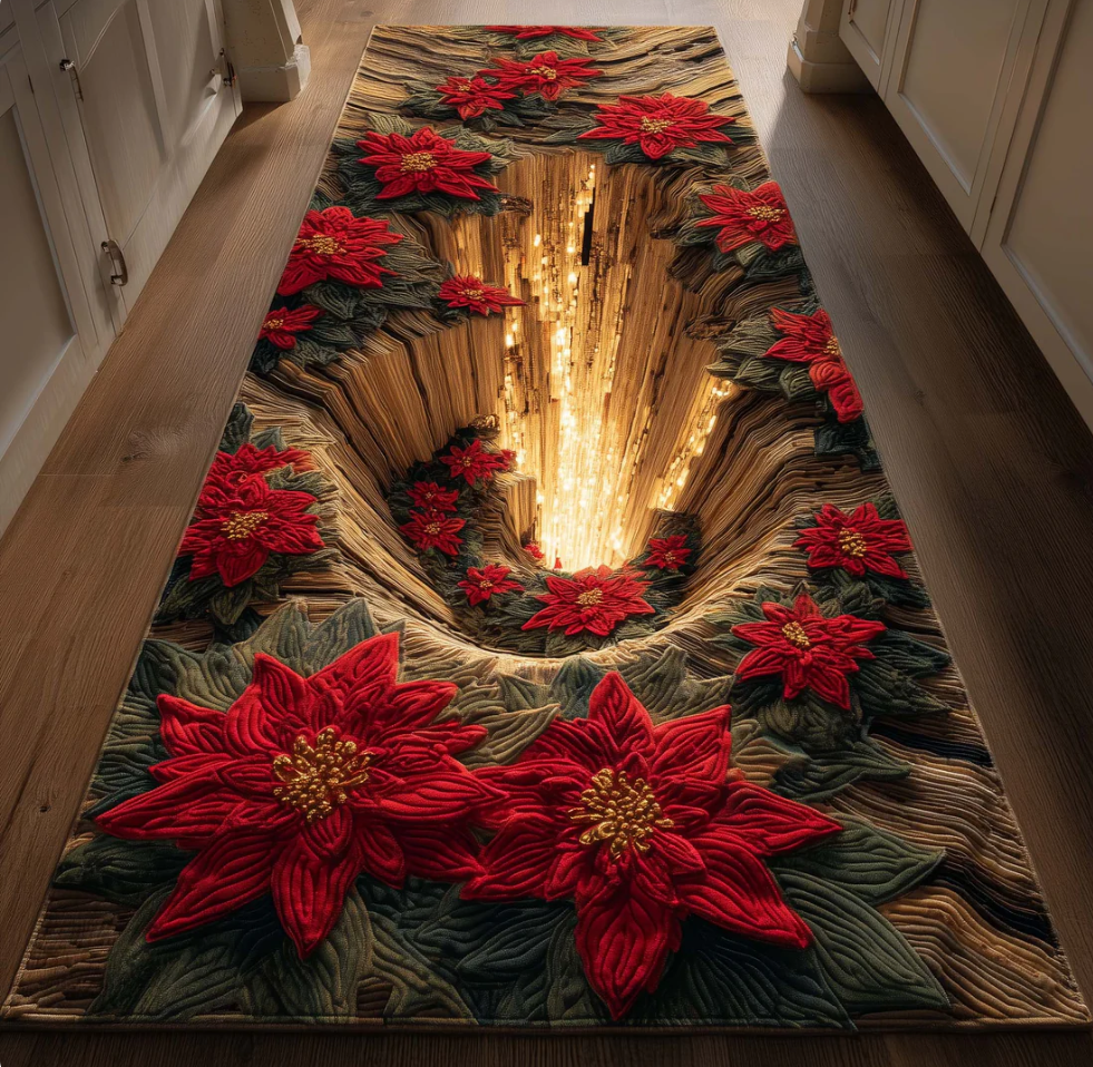 Immersive 3D Patterned Hallway Runner Rug with Animal & Nature Motifs Non-Slip Durable Polyester Floor Decor Mat