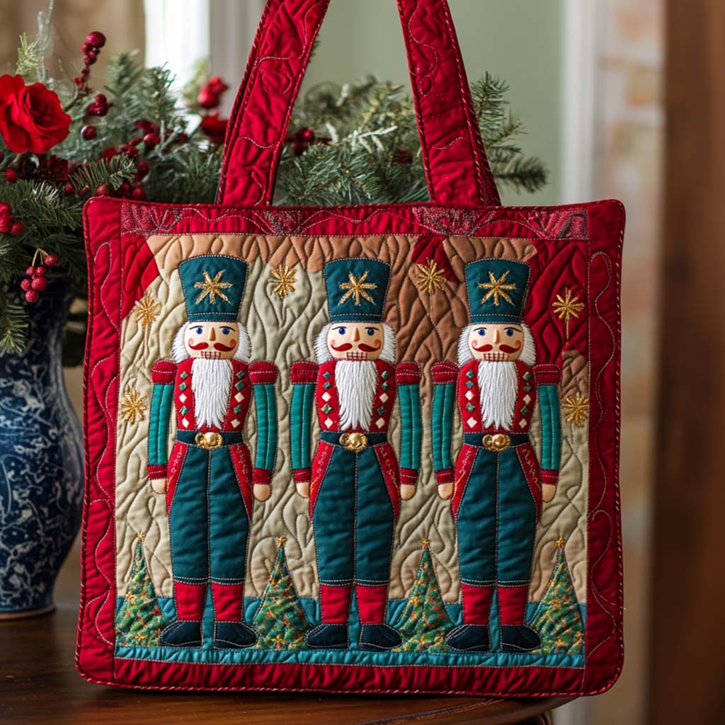 March of Holiday Magic — 3D Nutcracker Quilted Tote Bag ✨