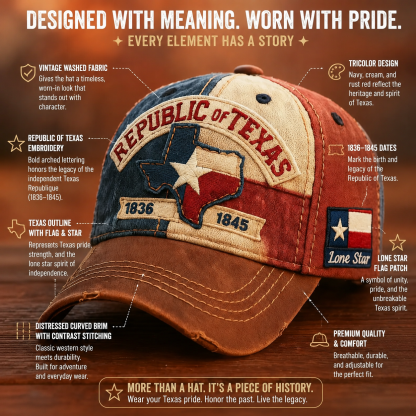 Vintage Distressed Texas Republic Cap