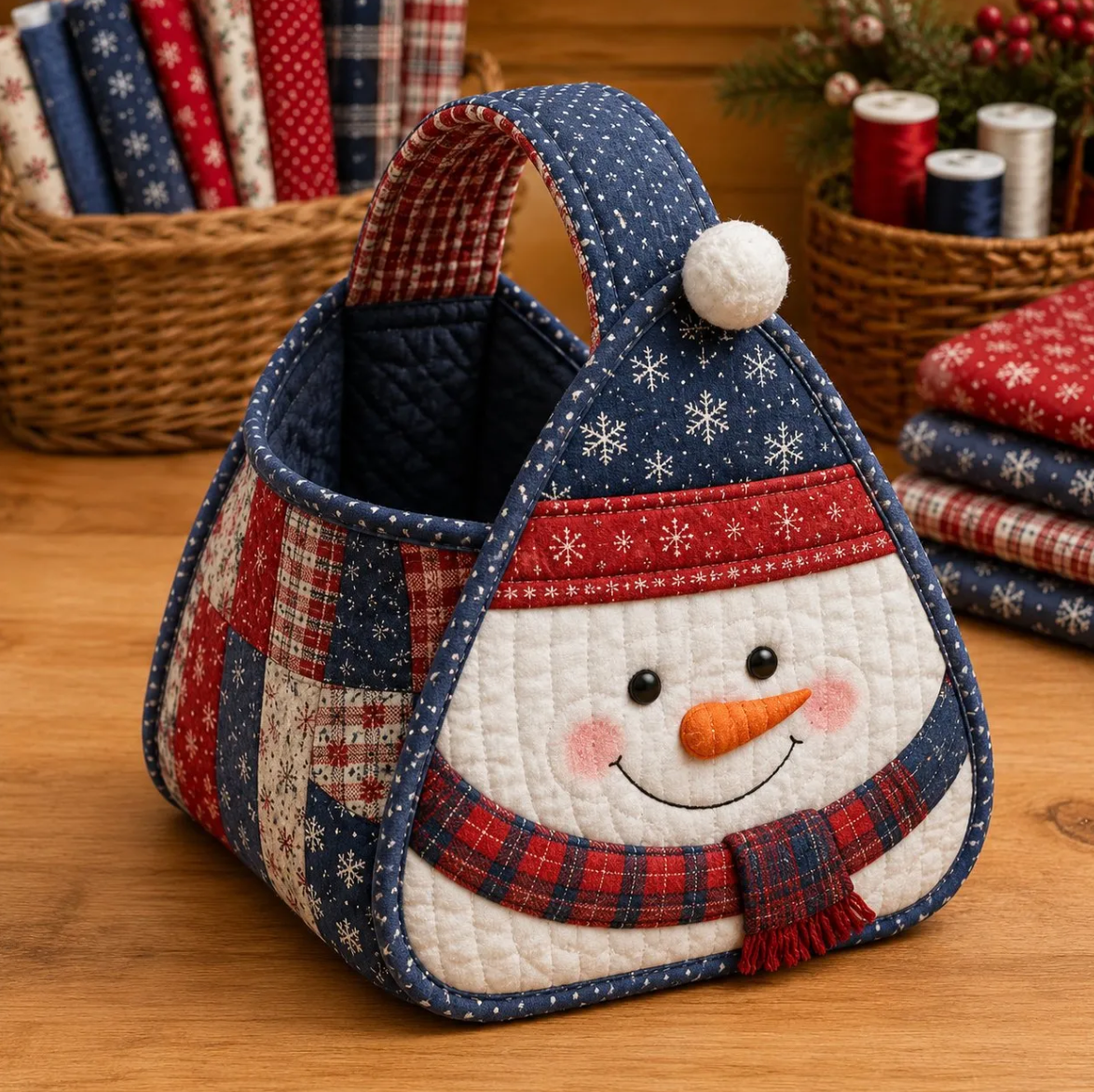 🎄 Christmas Character Quilted Carry Basket