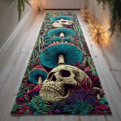 3D Fungus Skull Quilted Runner Rug  | Skull