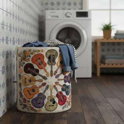 Guitar Circle Quilted Laundry Basket | Guitar